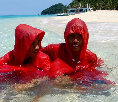 poncho swim happy friends